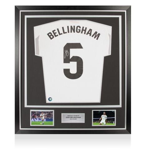 Framed Jude Bellingham Back Signed Real Madrid 2025-26 Home Shirt - Premium