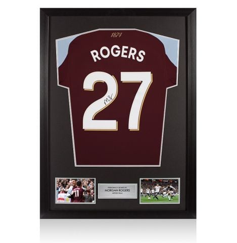 Framed Morgan Rogers Signed Aston Villa Shirt: Home, 2025-26