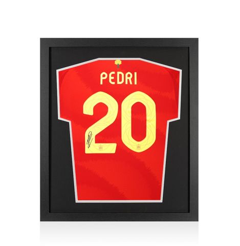 Framed Pedri Signed Spain Shirt: Home, 2024-25 - Compact