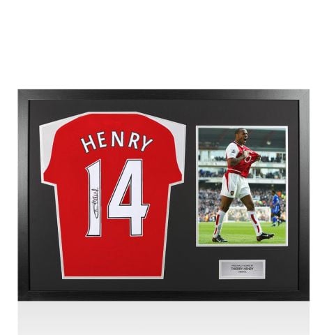 Framed Thierry Henry Back Signed Arsenal 2026-27 Home Shirt - Panoramic