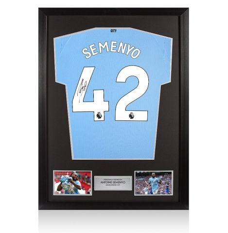 Framed Antoine Semenyo Signed Manchester City Authentic Shirt: Home, 2025-26