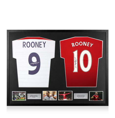 Framed Wayne Rooney England & Manchester United Signed Shirts - Dual Framed