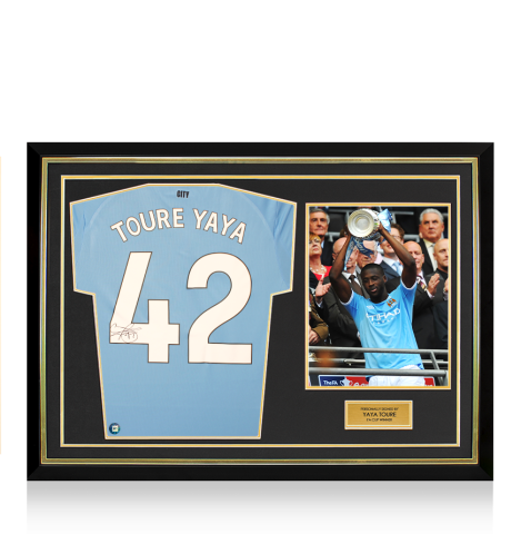 Yaya Toure Back Signed Manchester City 2025-26 Home Shirt - Framed FA Cup Winner Edition