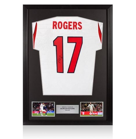 Framed Morgan Rogers Signed England Shirt: Home, 2026-27
