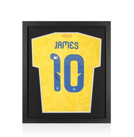 Framed James Rodriguez Back Signed Colombia 2026 Home Shirt - Compact