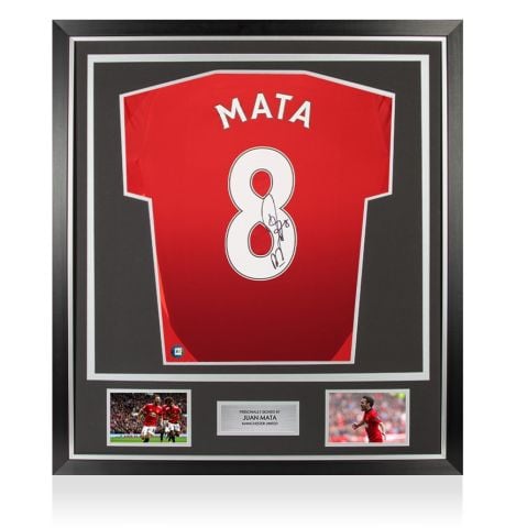 Framed Juan Mata Back Signed Manchester United 2024-25 Home Shirt - Premium