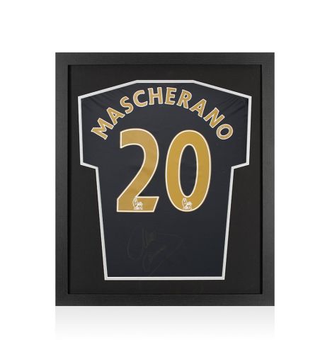 Framed Javier Mascherano Back Signed Liverpool 2008-09 Away Shirt - Compact