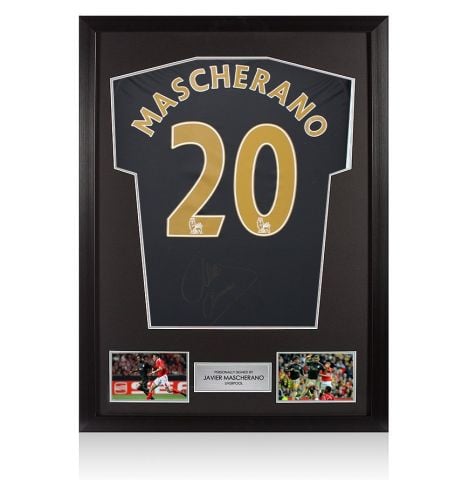 Framed Javier Mascherano Back Signed Liverpool 2008-09 Away Shirt