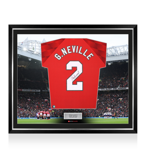 Framed Gary Neville Back Signed Manchester United 1996-98 Home Shirt - The Stadium Collection