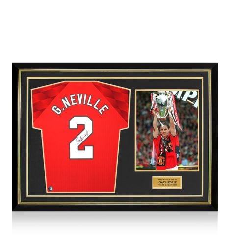 Gary Neville Back Signed Manchester United 1996-98 Home Shirt: Premier League Winner Edition
