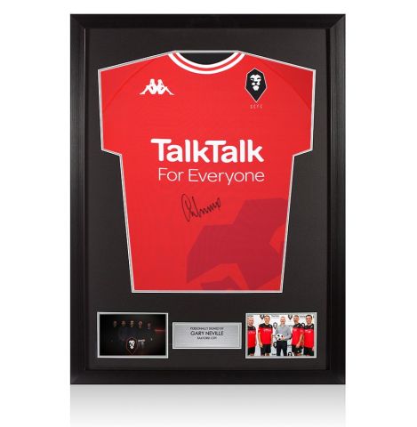 Framed Gary Neville Front Signed Salford City 2021-22 Home Shirt
