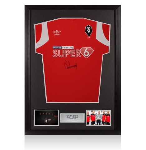 Framed Gary Neville Front Signed Salford City 2018-19 Home Shirt