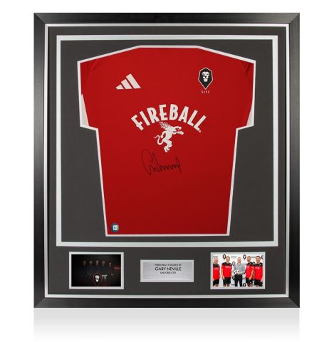 Framed Gary Neville Front Signed Salford City 2024-25 Home Shirt - Premium