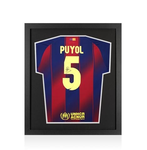 Framed Carles Puyol Back Signed Barcelona 2025-26 Home Shirt - Compact