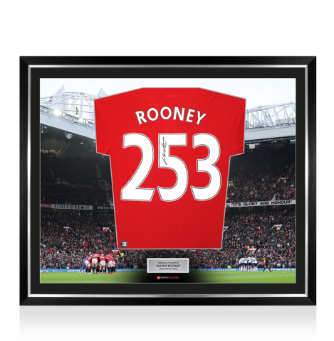 Framed Wayne Rooney Back Signed Manchester United 2022-23 Home Shirt: 253 Goals Edition - The Stadium Collection