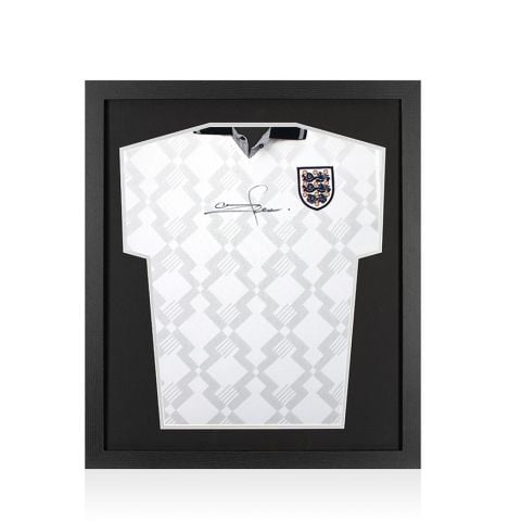 Framed Stuart Pearce Front Signed England 1990 Home Shirt - Compact