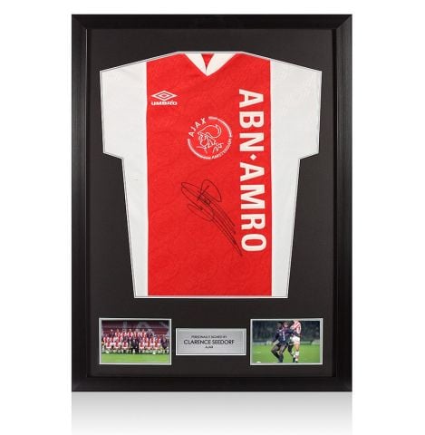 Framed Clarence Seedorf Front Signed Ajax 1994-95 Home Shirt