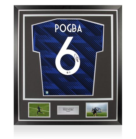 Framed Paul Pogba Back Signed France 2026 Home Shirt - Premium