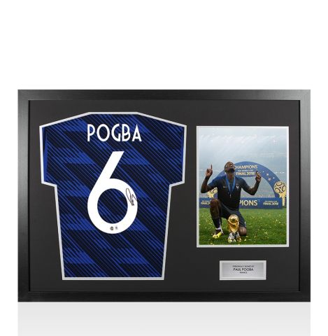 Framed Paul Pogba Back Signed France 2026 Home Shirt - Panoramic
