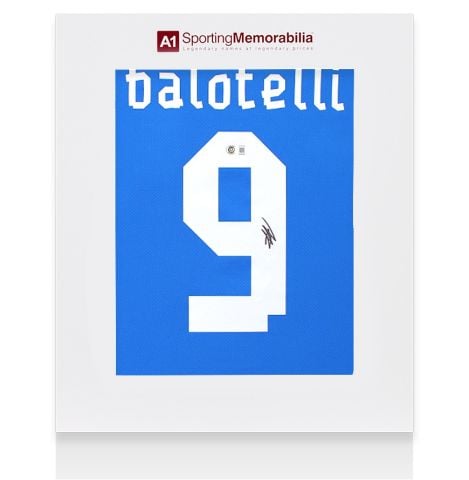 Mario Balotelli Back Signed Italy 2022 Home Shirt - Gift Box