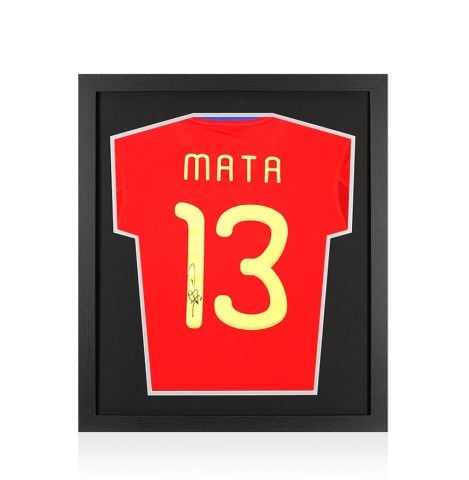 Framed Juan Mata Back Signed Spain 2010 Home Shirt - Compact