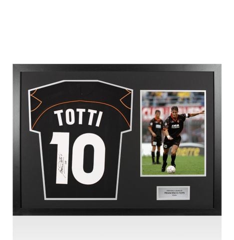 Framed Francesco Totti Back Signed AS Roma 1999-00 Third Shirt - Panoramic