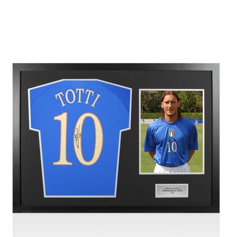 Framed Francesco Totti Signed Italy 2004-06 Home Shirt - Panoramic