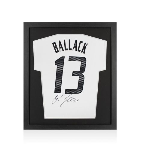 Framed Michael Ballack Back Signed Germany Basic 2005-07 Home Shirt - Compact