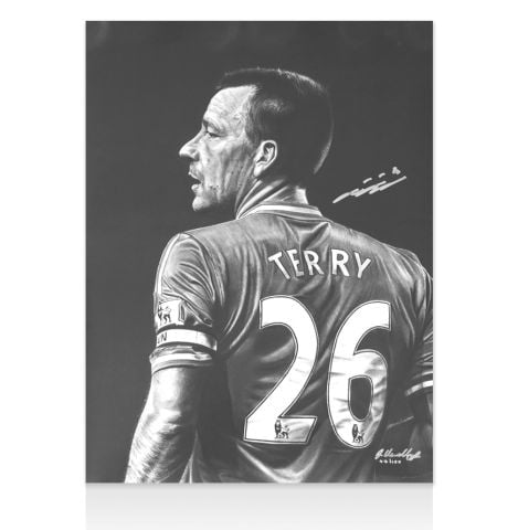 John Terry Signed Chelsea Print - Hand-Drawn Tribute
