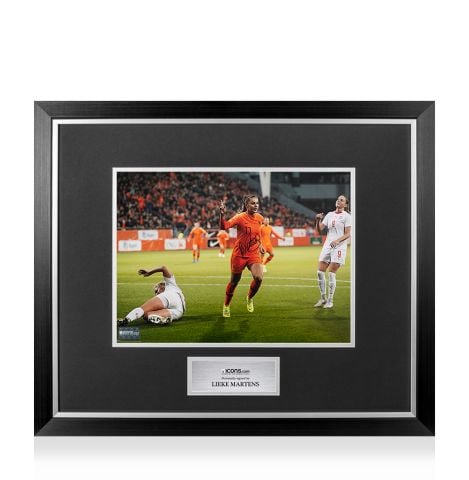 Premium Framed Lieke Martens Signed Holland Photo: FIFA World Cup Qualifier Goal vs Switzerland