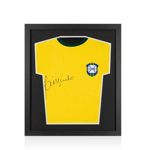 PRE-FRAMED Jairzinho Front Signed Brazil Shirt - Compact
