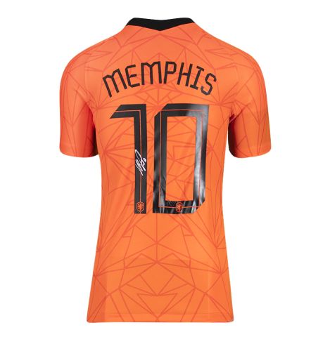 Memphis Depay Signed Netherlands Shirt - Home, 2020-2021, Number 10