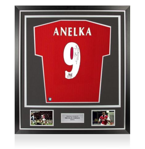Framed Nicolas Anelka Signed Arsenal Shirt: Home - Premium