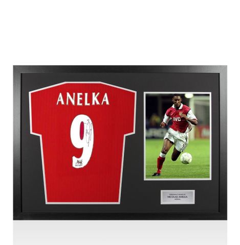 Framed Nicolas Anelka Signed Arsenal Shirt: Home - Panoramic