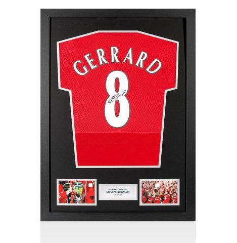 Framed Steven Gerrard Signed Liverpool Shirt - Istanbul 2005 Champions League Final Number 8