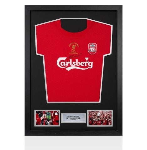 Framed Steven Gerrard Signed Liverpool Shirt - Istanbul 2005 Champions League Winners
