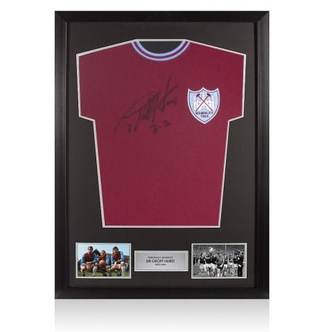 Framed Sir Geoff Hurst Signed West Ham United 1964 Wembley Shirt - "3-2"
