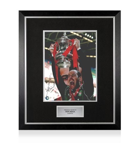Premium Framed Pepe Reina Signed Liverpool Photo - FA Cup Winner