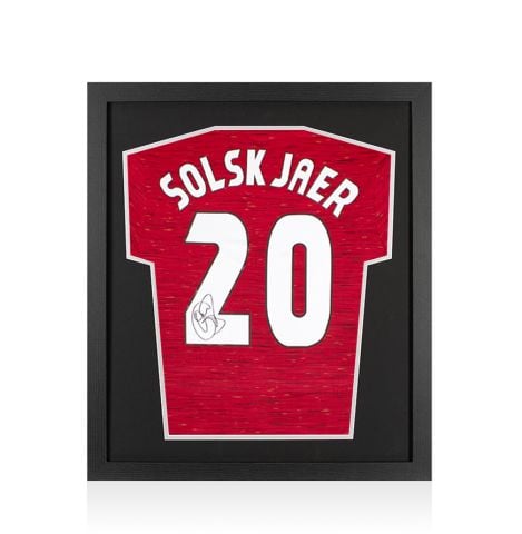 Framed Ole Gunnar Solskjaer Signed Manchester United Shirt - 2020-21, Number 20 - Compact