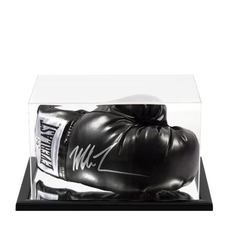 Mike Tyson Signed Boxing Glove - Everlast, Black - In Acrylic Display Case
