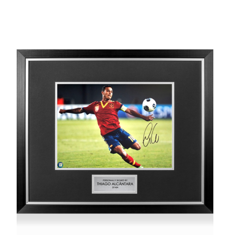 Premium Framed Thiago Alcantara Signed Spain Photo: La Roja Star