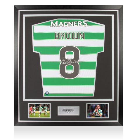 Framed Scott Brown Signed Celtic Shirt: Home, 2022-23 - Premium