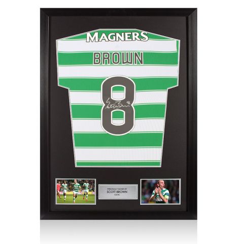 Framed Scott Brown Signed Celtic Shirt: Home, 2022-23