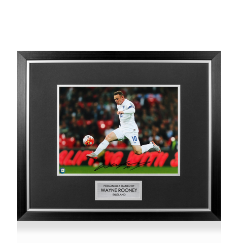 Premium Framed Wayne Rooney Signed England Action Photo