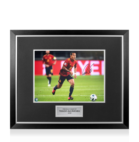 Premium Framed Thiago Alcantara Signed Spain Photo: In Action