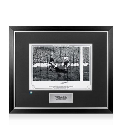 Premium Framed Nat Lofthouse Signed 1953 FA Cup Semi-Final Goal v Everton Print