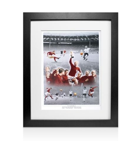 Framed Sir Geoff Hurst Signed 1966 World Cup Final Hat Trick Goalscorer Print