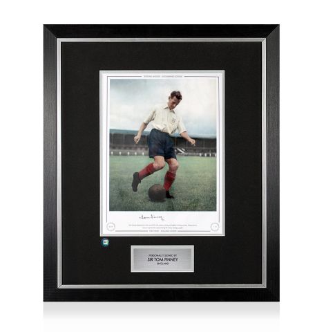 Premium Framed Tom Finney Signed England Legend Print 