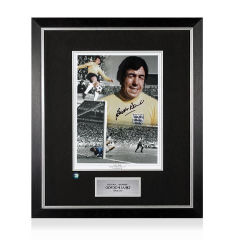 Premium Framed Gordon Banks Signed England Montage Print 