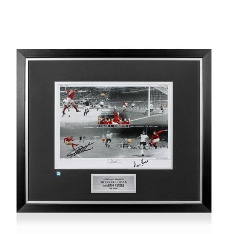 Premium Framed Sir Geoff Hurst and Martin Peters Signed 1966 World Cup Final 4-2 Goal Montage Print